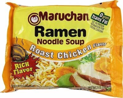 ROAST CHICKEN, RAMEN NOODLES WITH VEGETABLES