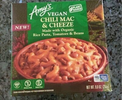 VEGAN CHILI MAC & CHEEZE MADE WITH ORGANIC RICE PASTA, TOMATOES & BEANS, CHILI MAC & CHEEZE