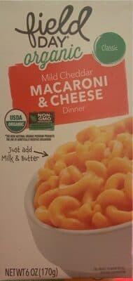 CLASSIC MILD CHEDDAR ORGANIC MACARONI & CHEESE DINNER, CLASSIC, MILD CHEDDAR