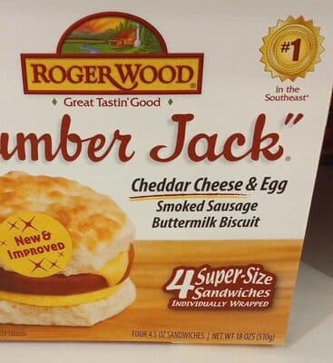 ""LUMBER JACK"" CENTER-CUT SMOKED SAUSAGE, FRESH BUTTERMILK BISCUIT, EGG & CHEESE SUPER-SIZE SANDWICHES, ""LUMBER JACK""