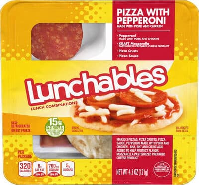 PIZZA WITH PEPPERONI KRAFT MOZZARELLA PASTEURIZED PREPARED CHEESE PRODUCT, PIZZA CRUSTS, PIZZA SAUCE LUNCH COMBINATIONS, PIZZA WITH PEPPERONI