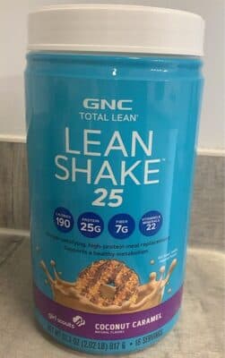 PROTEIN 25 G, CALORIES 190, FIBER 5 G, VITAMINS & MINERALS 22 LEAN SHAKE POWDER, GIRL SCOUT COCONUT CARAMEL, GIRL SCOUT COCONUT CARAMEL