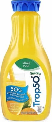 SOME PULP ORANGE JUICE BEVERAGE PARTIALLY FROM CONCENTRATE, ORANGE