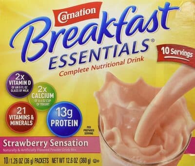 CARNATION, BREAKFAST ESSENTIALS, COMPLETE NUTRITIONAL DRINK, STRAWBERRY SENSATION