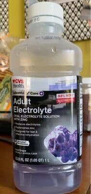 ICED GRAPE ADULT ELECTROLYTE ORAL ELECTROLYTE SOLUTION WITH ZINC, ICED GRAPE