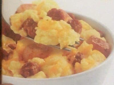 SAUSAGE POTATOES, EGGS, SAUSAGE & CHEDDAR CHEESE BREAKFAST BOWL, SAUSAGE