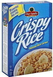 TOASTED CRISPY RICE CEREAL, CRISPY RICE