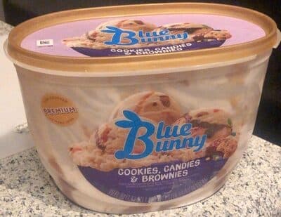 COOKIE DOUGH FLAVORED FROZEN DAIRY DESSERT MINI CHOCOLATE CANDIES BROWNIE & COOKIE DOUGH PIECES FUDGE & LANDING & CARAMEL SWIRLS, COOKIES, CANDIES & BROWNIES