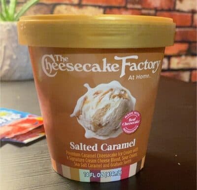 SALTED CARAMEL PREMIUM CARAMEL CHEESECAKE ICE CREAM WITH A SIGNATURE CREAM CHEESE BLEND, SOUR CREAM, SEA SALT CARAMEL AND GRAHAM SWIRLS