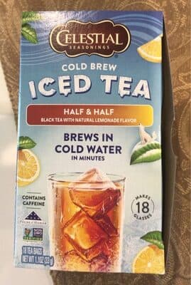 HALF & HALF LEMONADE FLAVOR COLD BREW BLACK ICED TEA BAGS, HALF & HALF