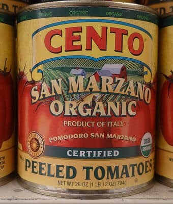 ORGANIC WHOLE PEELED SAN MARZANO TOMATOES WITH BASIL LEAF