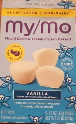 VANILLA MOCHI CASHEW CREAM FROZEN DESSERT WRAPPED IN A SWEET, SOFT DOUGH, VANILLA