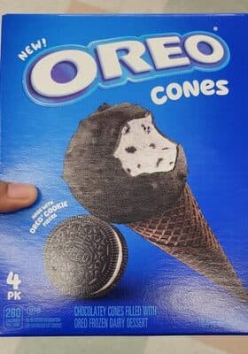 CHOCOLATEY CONES FILLED WITH OREO FROZEN DAIRY DESSERT CONES, CHOCOLATEY CONES FILLED WITH OREO FROZEN DAIRY DESSERT