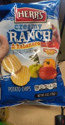 CREAMY RANCH & HABANERO POTATO CHIPS, CREAMY RANCH & HABANERO