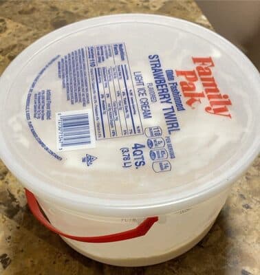 OLDE FASHIONED STRAWBERRY TWIRL FLAVORED LIGHT ICE CREAM, STRAWBERRY TWIRL