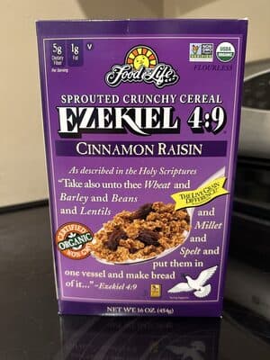 FOOD FOR LIFE, EZEKIEL 4:9, CINNAMON RAISIN SPROUTED WHOLE GRAIN CEREAL