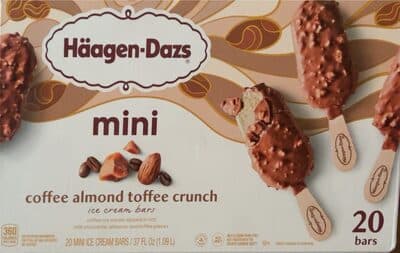 COFFEE ALMOND CRUNCH COFFEE ICE CREAM DIPPED IN RICH MILK CHOCOLATE, ALMONDS AND TOFFEE MINI ICE CREAM BARS, COFFEE ALMOND CRUNCH