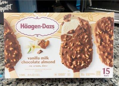 VANILLA MILK CHOCOLATE ALMOND ICE CREAM BARS, VANILLA MILK CHOCOLATE ALMOND
