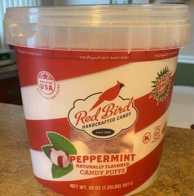 PEPPERMINT NATURALLY FLAVORED CANDY PUFFS, PEPPERMINT