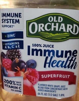 SUPERFRUIT FLAVORED 100% WHITE GRAPE JUICE BLEND FROM CONCENTRATE, SUPERFRUIT