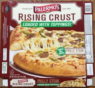 PHILLY STEAK SLICED STEAK, CARAMELIZED ONION, GREEN PEPPER, MOZZARELLA, PROVOLONE, CHEESE SAUCE RISING CRUST PIZZA, PHILLY STEAK