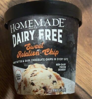 SWEET RELATION-CHIP DAIRY FREE PEANUT BUTTER & DARK CHOCOLATE CHIPS IN EVERY BITE NON-DAIRY FROZEN DESSERT, SWEET RELATION-CHIP