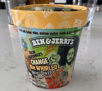 CHANGE THE WHIRLED CARAMEL WITH FUDGE CHIPS, GRAHAM CRACKER SWIRLS & CHOCOLATE COOKIE SWIRLS NON-DAIRY FROZEN DESSERT, CHANGE THE WHIRLED