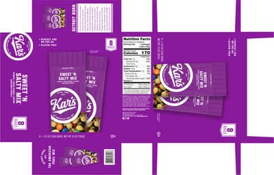 SWEET 'N SALTY PEANUTS, COCOA CANDIES, RAISINS, SUNFLOWER KERNELS THE AMERICAN TRAIL MIX, SWEET 'N SALTY