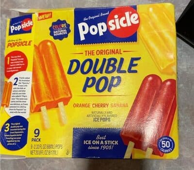 ORANGE CHERRY BANANA THE ORIGINAL DOUBLE POP ICE POPS, ORANGE, CHERRY, BANANA