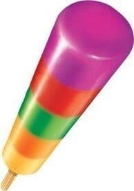 POPSICLE, RAINBOW, GRAPE, STRAWBERRY, APPLE, ORANGE, PINEAPPLE FLAVORED ICE POP WITH OTHER NATURAL FLAVOR. A QUIESCENTLY FROZEN CONFECTION