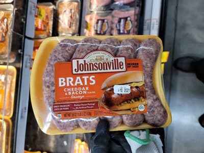 CHEDDAR & BACON FLAVOR SAUSAGE BRATS, CHEDDAR & BACON