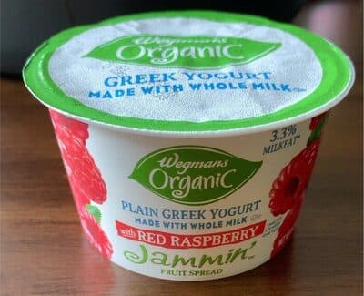 JAMMIN' RED RASPBERRY FRUIT SPREAD PLAIN GREEK YOGURT, JAMMIN', RED RASPBERRY
