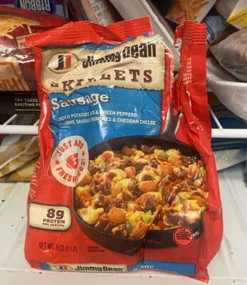 SAUSAGE DICED POTATOES, RED & GREEN PEPPERS, ONIONS, SAUSAGE CRUMBLES & CHEDDAR CHEESE SKILLETS, SAUSAGE