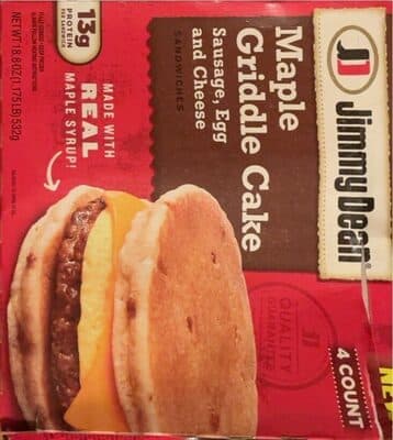 MAPLE GRIDDLE CAKE SAUSAGE, EGG AND CHEESE SANDWICHES, MAPLE GRIDDLE CAKE