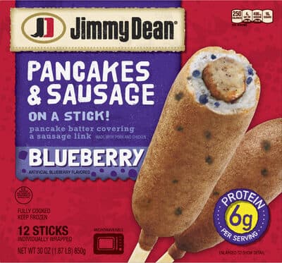 BLUEBERRY FLAVORED PANCAKES & SAUSAGE ON A STICK!, BLUEBERRY
