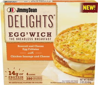 BROCCOLI AND CHEESE EGG'WICH FRITTATAS WITH CHICKEN SAUSAGE AND CHEESE, CHICKEN SAUSAGE AND CHEESE