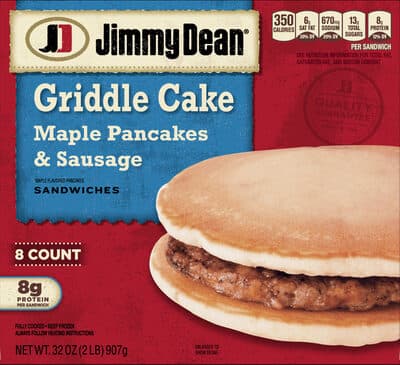MAPLE PANCAKES & SAUSAGE FLAVORED GRIDDLE CAKE SANDWICHES, MAPLE PANCAKES & SAUSAGE