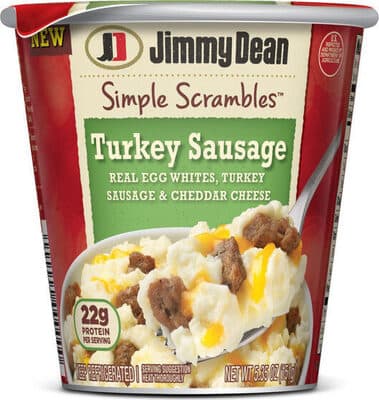 TURKEY SAUSAGE REAL EGG WHITES, TURKEY SAUSAGE & CHEDDAR CHEESE SIMPLE SCRAMBLES, TURKEY SAUSAGE