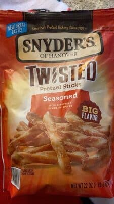 SEASONED WITH A DASH OF ONION, GARLIC & PEPPER TWISTED PRETZEL STICKS, SEASONED