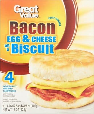 BACON EGG & CHEESE ON A BISCUIT SANDWICHES, BACON EGG & CHEESE