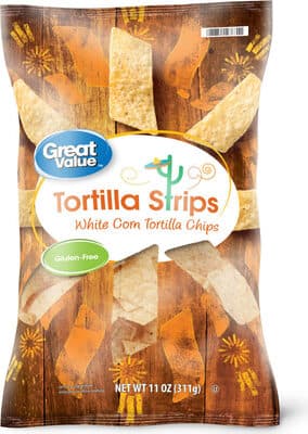 GLUTEN-FREE WHITE CORN TORTILLA STRIPS CHIPS, WHITE CORN