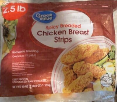 SPICY BREADED CHICKEN BREAST STRIPS, SPICY BREADED