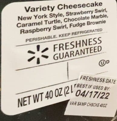 VARIETY CHEESECAKE, NEW YORK STYLE, STRAWBERRY SWIRL, CARAMEL TURTLE, CHOCOLATE MARBLE, RASPBERRY SWIRL, FUDGE BROWNIE