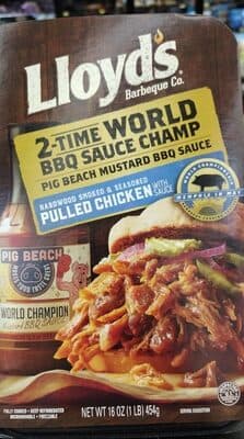 HARDWOOD SMOKED & SEASONED PULLED CHICKEN WITH SAUCE, HARDWOOD SMOKED & SEASONED