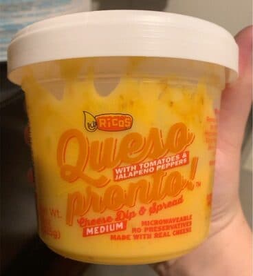 MEDIUM QUESO PRONTO! WITH TOMATOES & JALAPENO PEPPERS CHEESE DIP & SPREAD, QUESO PRONTO