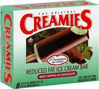 REDUCED FAT ICE CREAM BAR, MINT DIPPED IN CHOCOLATE
