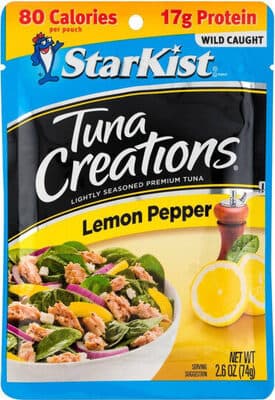 STARKIST, TUNA CREATIONS, LIGHTLY MARINATED PREMIUM CHUNK LIGHT TUNA, LEMON PEPPER