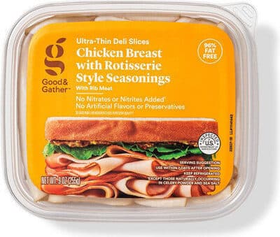 ROTISSERIE SEASONED CHICKEN BREAST WITH RIB MEAT ULTRA-THIN DELI SLICES, ROTISSERIE SEASONED CHICKEN BREAST WITH RIB MEAT