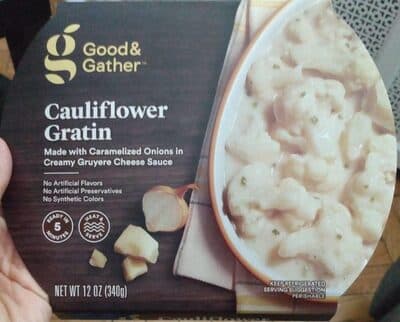 CAULIFLOWER GRATIN MADE WITH CARAMELIZED ONIONS IN CREAMY GRUYERE CHEESE SAUCE, CAULIFLOWER GRATIN