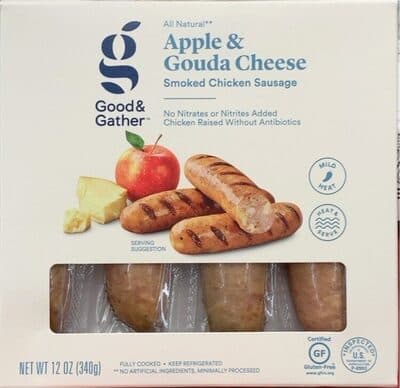 APPLE & GOUDA CHEESE SMOKED CHICKEN SAUSAGE, APPLE & GOUDA CHEESE